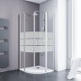 Schulte Runddusche AlexaStyle2.0, 90x90 cm, mit teilmattierten Glasstreifen und silbernen Profilen.