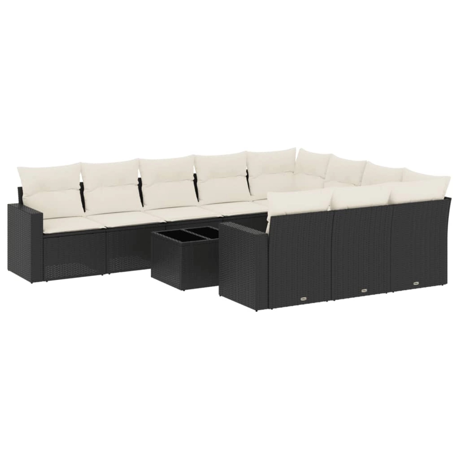 vidaXL 11-Tlg Garten-Sofagarnitur mit Kissen Schwarz Poly Rattan 3219486 günstig online kaufen