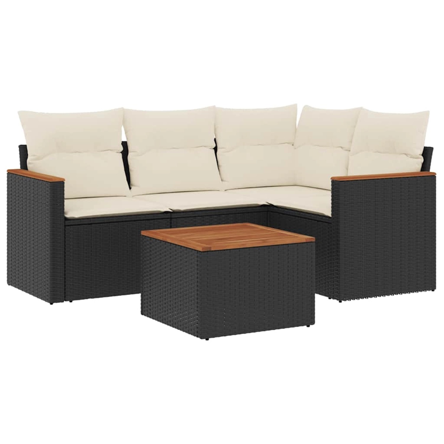 vidaXL 5-Tlg Garten-Sofagarnitur mit Kissen Schwarz Poly Rattan 3258339 günstig online kaufen