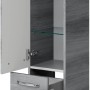 Pelipal Bad-Hängeschrank Trentino, Graphit Struktur, 30 cm breit, mit offenen Schubladen und Glasböden.
