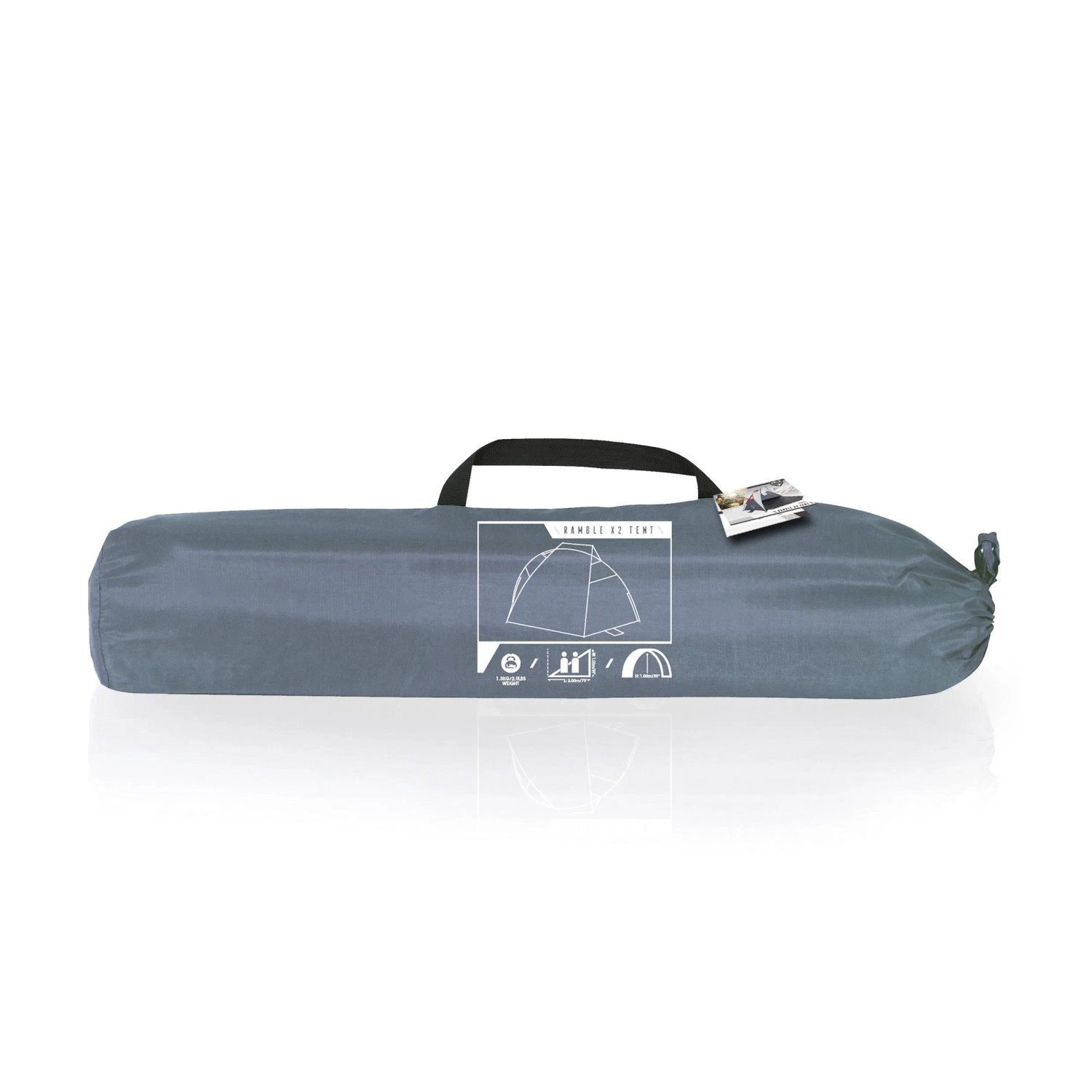 Verpackte Pavillo Strandmuschel Ramble X2 in Grau mit Tragegriff. Ideal für Camping & Strand.