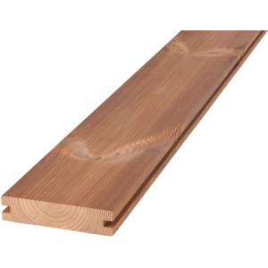 Terrassendiele Thermo-Kiefer, 2,6x11,7x420cm, glatte Oberfläche, seitlich genutet.