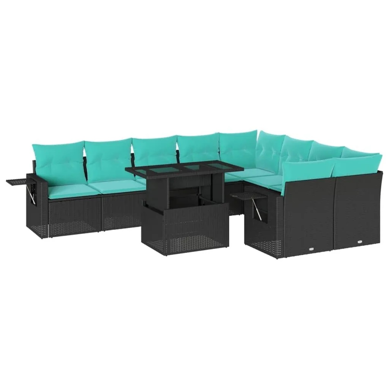 vidaXL 10-Tlg Gartensofa-Set mit Kissen Schwarz Polyrattan 3268127 günstig online kaufen