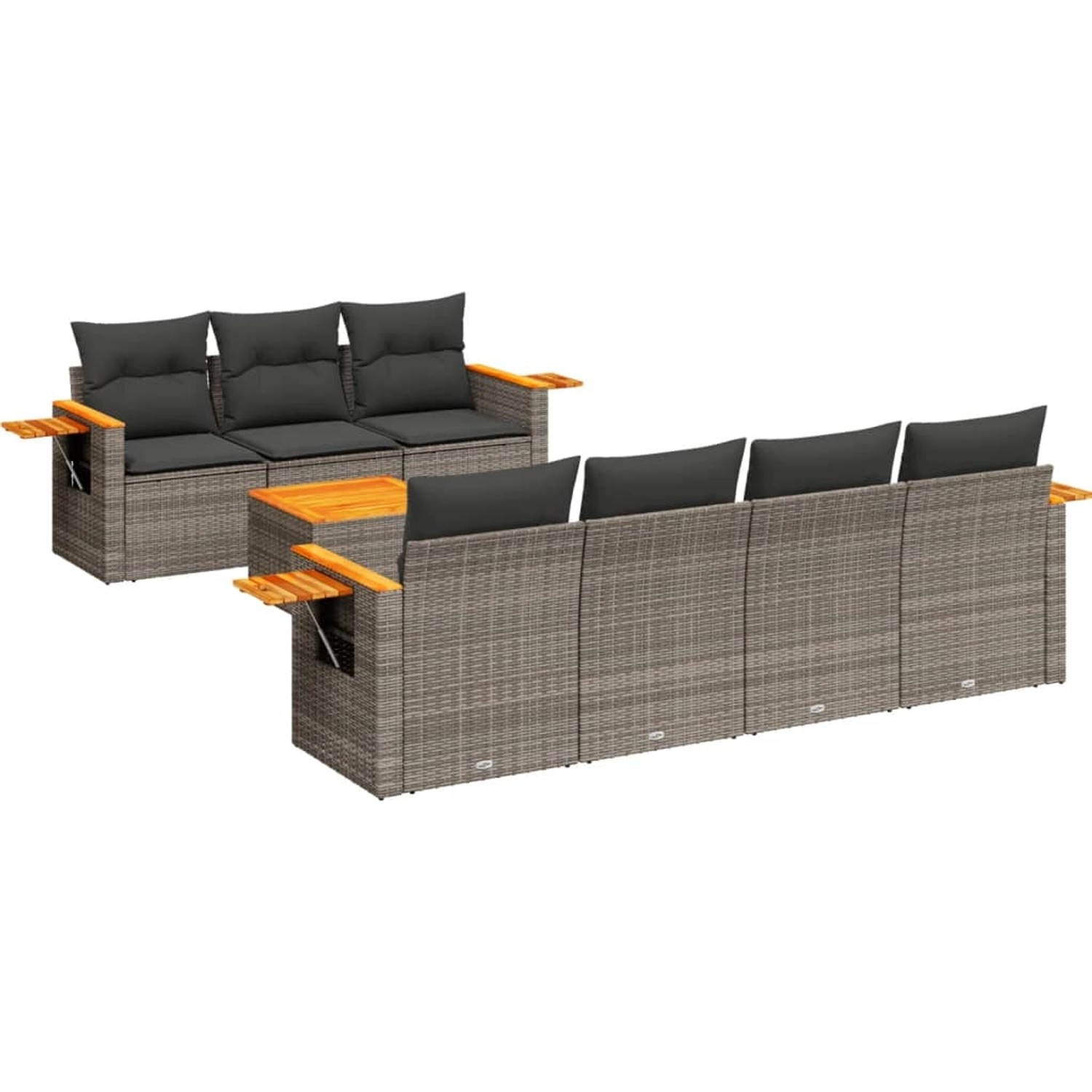 vidaXL 8-Tlg Garten-Sofagarnitur mit Kissen Grau Poly Rattan 3259050 günstig online kaufen