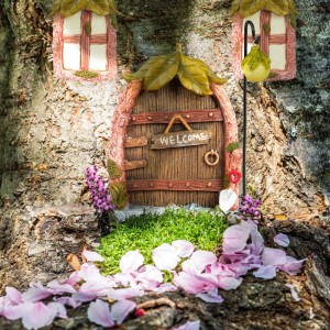 Relaxdays Feentür Set Polyresin Bunt Frostsicher 14 cm x 10 cm x 2 cm 250 g