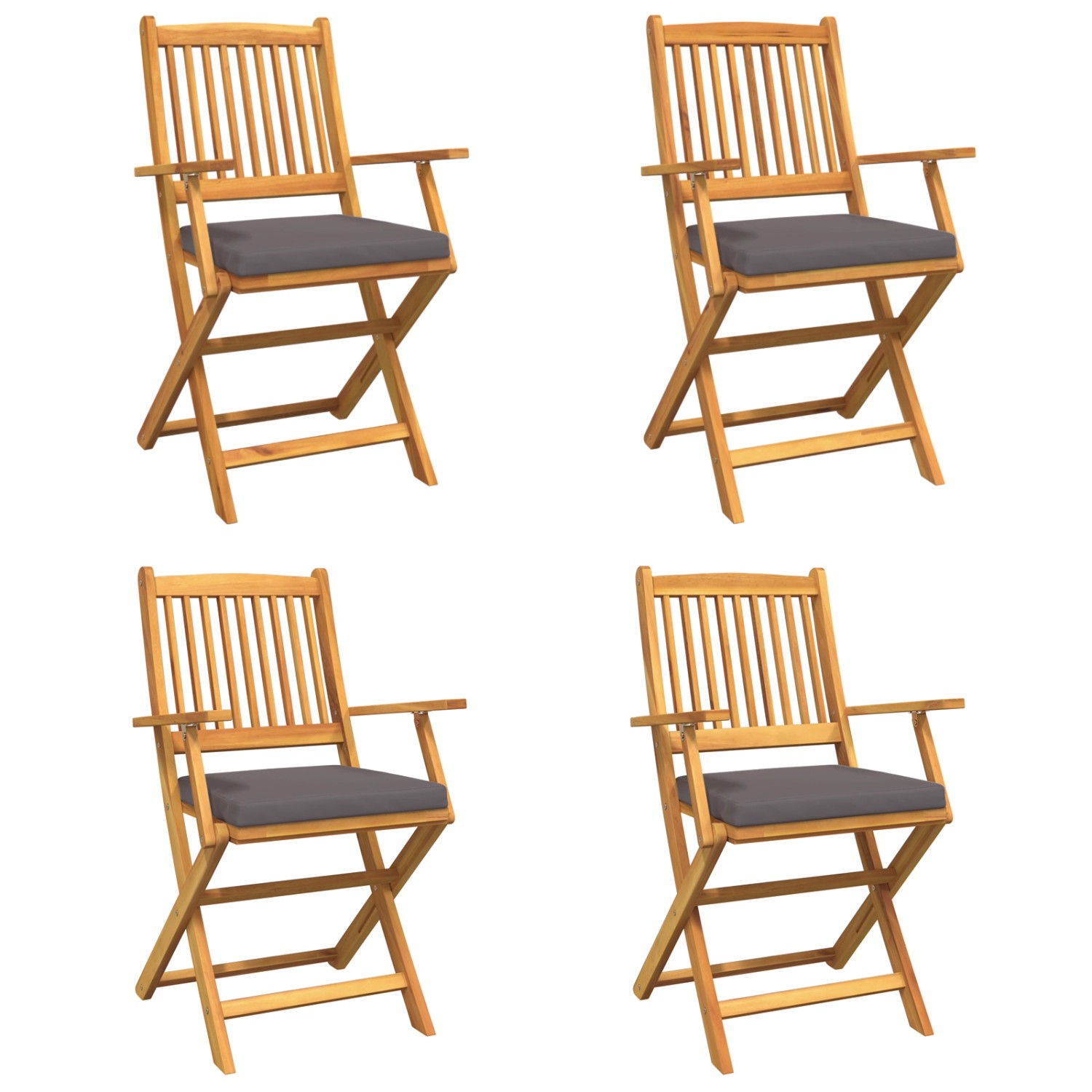 vidaXL Garten-Klappstühle mit Grauen Kissen 4 Stk Massivholz Akazie 3329124 günstig online kaufen