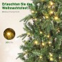 Grüner künstlicher HOMCOM Weihnachtsbaum mit warmweißen LEDs und 8 Beleuchtungsmodi für festliche Dekoration.
