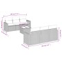 Braune 7-tlg. vidaXL Garten-Sofagarnitur aus Poly Rattan mit Kissen und Maßen.