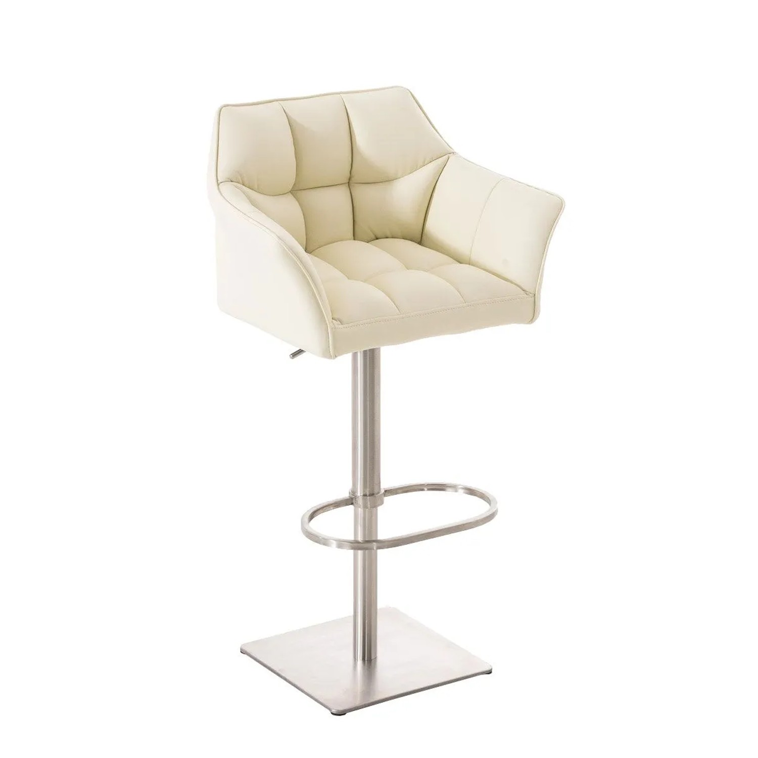 CLP Barhocker Damaso Kunstlederbezug Creme/Edelstahl