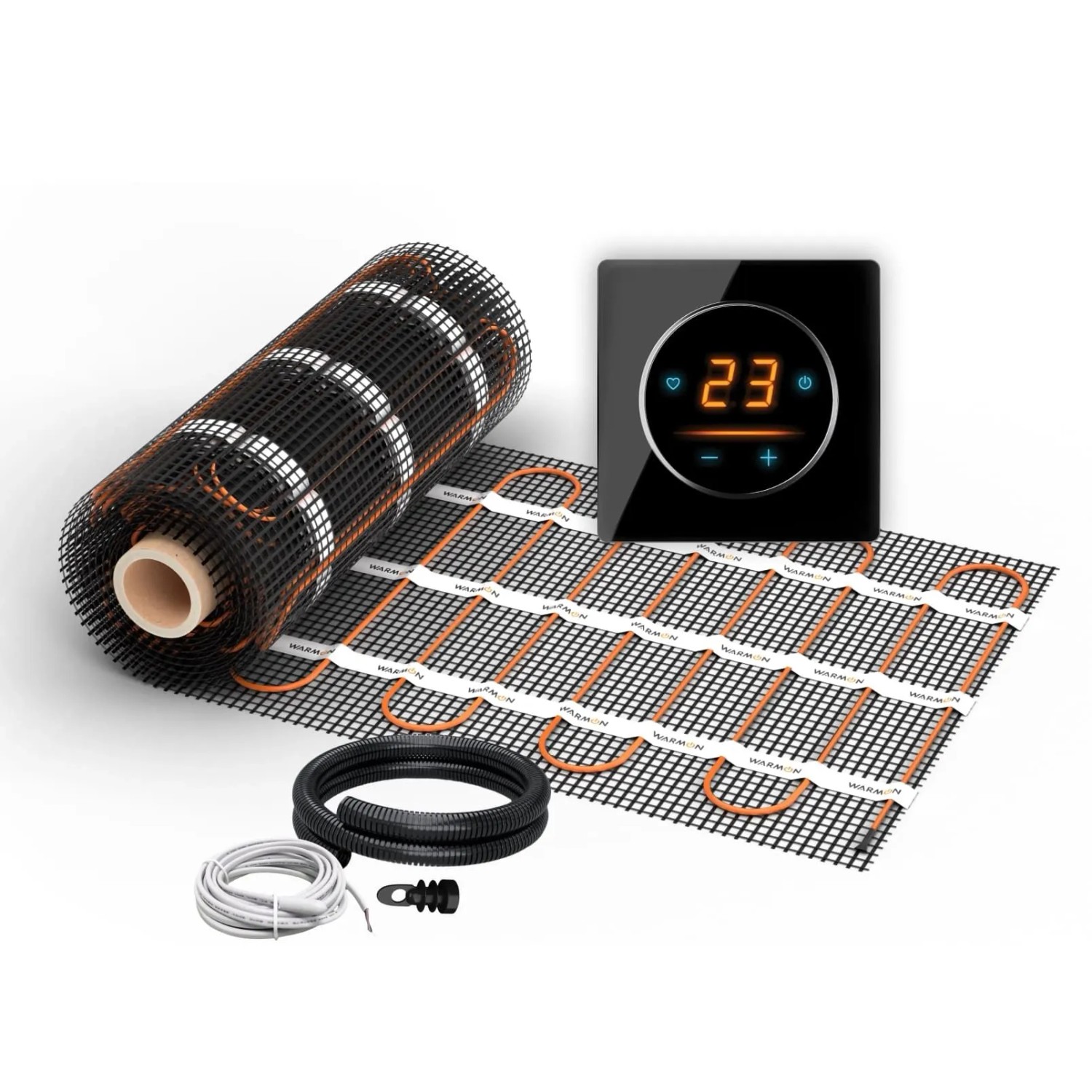 WARMON Fußbodenheizung Elektrisch ULTRA 200 W/m² mit WiFi Thermostat OKE 25 Schwarz 5 m²