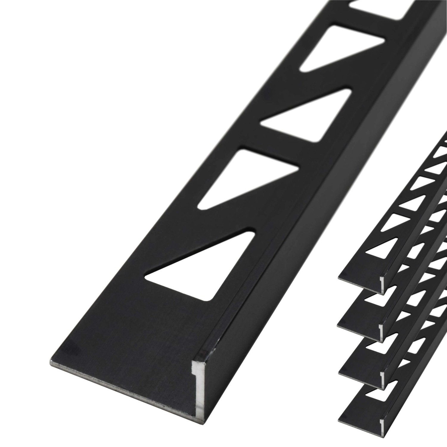 Dalsys Fliesenschiene Aluminium 5x 2,5m x 8mm Winkelprofil Schwarz günstig online kaufen