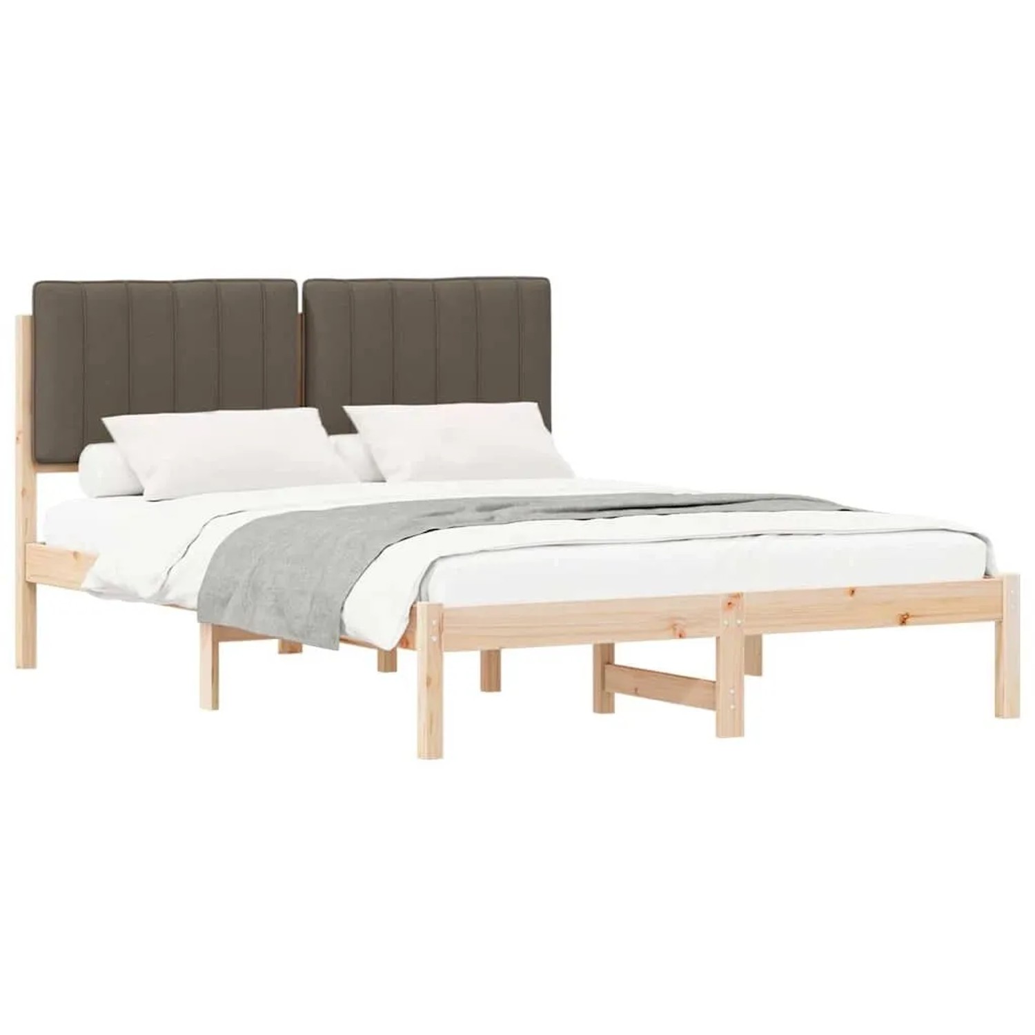 vidaXL Bettgestell mit Gepolstertem Kopfteil Taupe 140 x 190 cm 878057 günstig online kaufen
