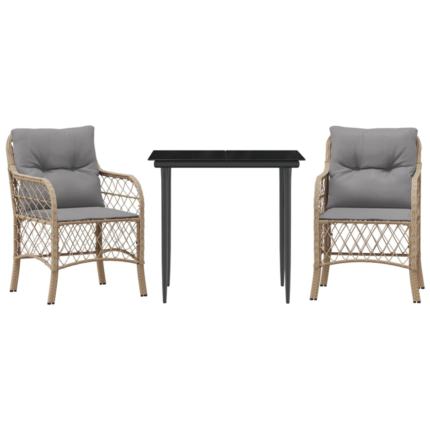 vidaXL 3-Tlg Bistro-Set mit Kissen Beigemischung Poly Rattan 3212152 günstig online kaufen