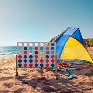 Relaxdays Vier Gewinnt Spiel Holz Natur XXL 72 cm x 82,5 cm x 26 cm 2,9 kg