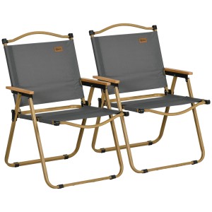 Zwei dunkelgraue Outsunny Campingstühle aus Oxfordstoff und Stahl. Ideal für Camping & Outdoor.