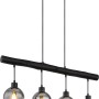 Globo Pendelleuchte Moitas, 4-flammig, schwarz matt mit Rauchglas-Schirmen.