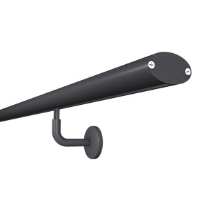Kordo Wandhandlauf-Set aus Aluminium in Anthrazit mit Stützen.