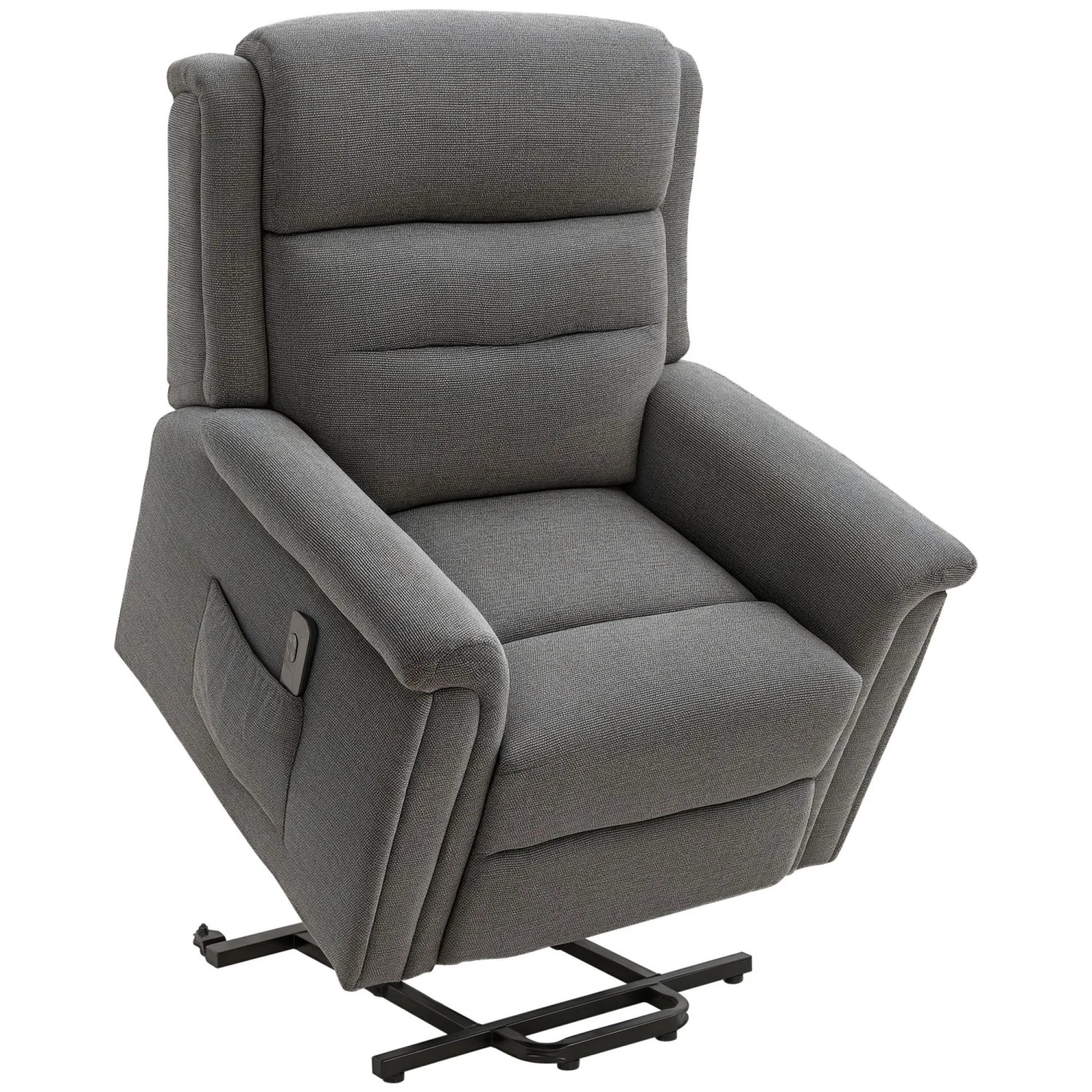 HOMCOM Aufstehsessel Polyester Stahl Grau 92L x 87B x 108H cm