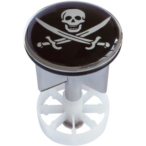 Waschbeckenstöpsel mit Totenkopf-Design, 38mm, für Waschtisch-Ablaufgarnituren.