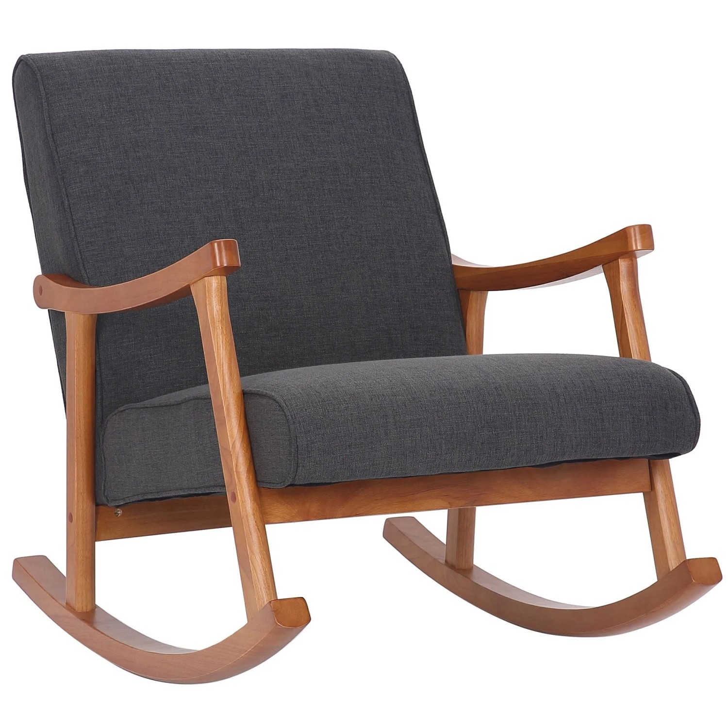 DELUKE Schaukelstuhl JONAS Indoor 67x92x82cm Stoff Dunkelgrau Walnussbraun Liegestuhl Relaxstuhl Sofastuhl
