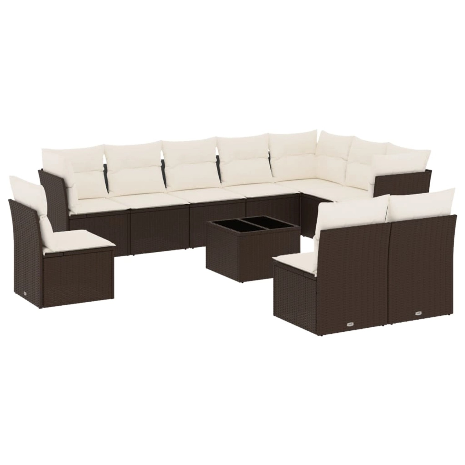 vidaXL 11-Tlg Garten-Sofagarnitur mit Kissen Braun Poly Rattan 3249652 günstig online kaufen