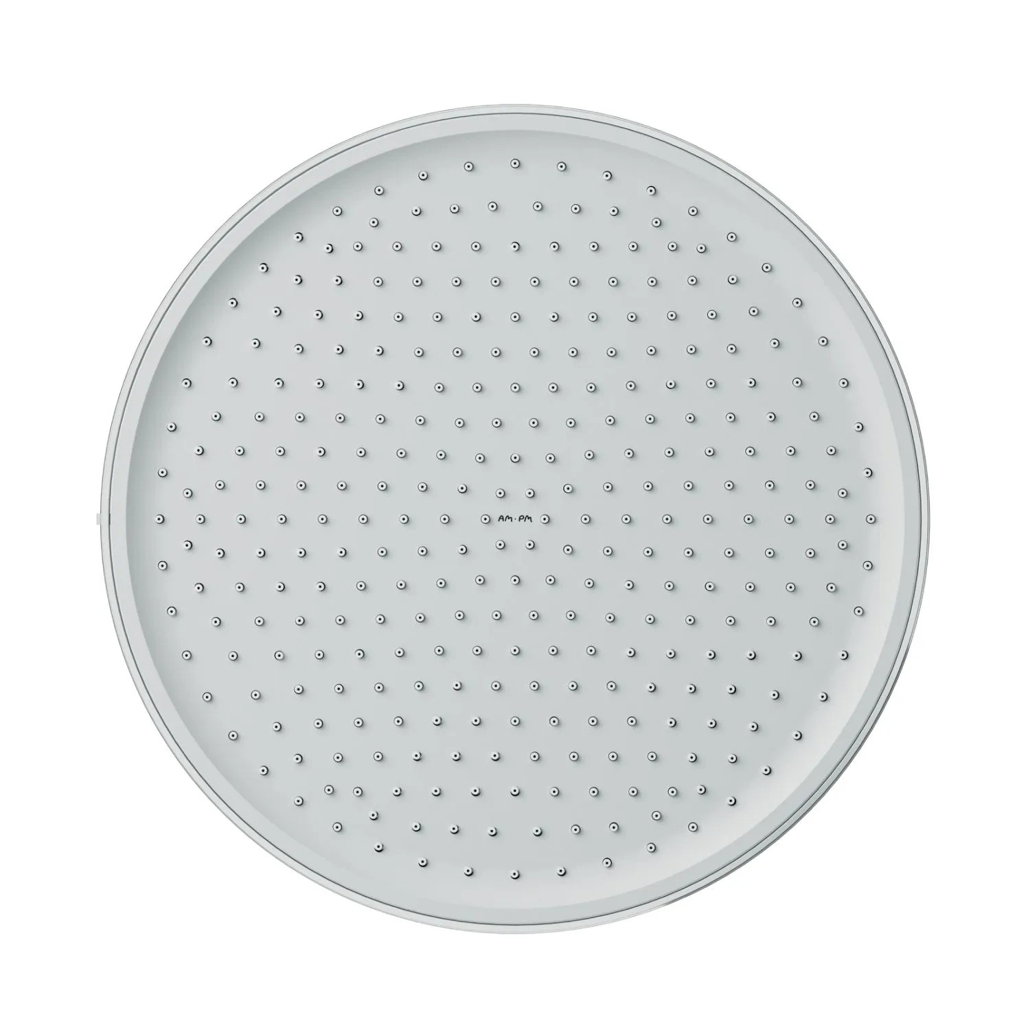 Runde AM.PM Play F058Y100 Kopfbrause in Chrom-Optik mit zahlreichen Düsen für gleichmäßige Wasserverteilung.