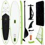 vidaXL SUP-Board Set mit Segel, grün/weiß, inkl. Paddel, Pumpe, Finne und Tragetasche.