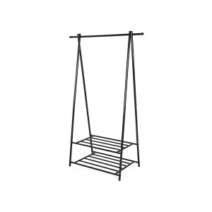 Schwarzer Songmics Kleiderständer mit 2 Ablagen, 155,7x87,8x41,6 cm. Ideal für Garderobe.
