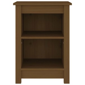 Nachttisch-Set, 2 Stück, honigbraun, Kiefer Massivholz, mit zwei offenen Fächern.