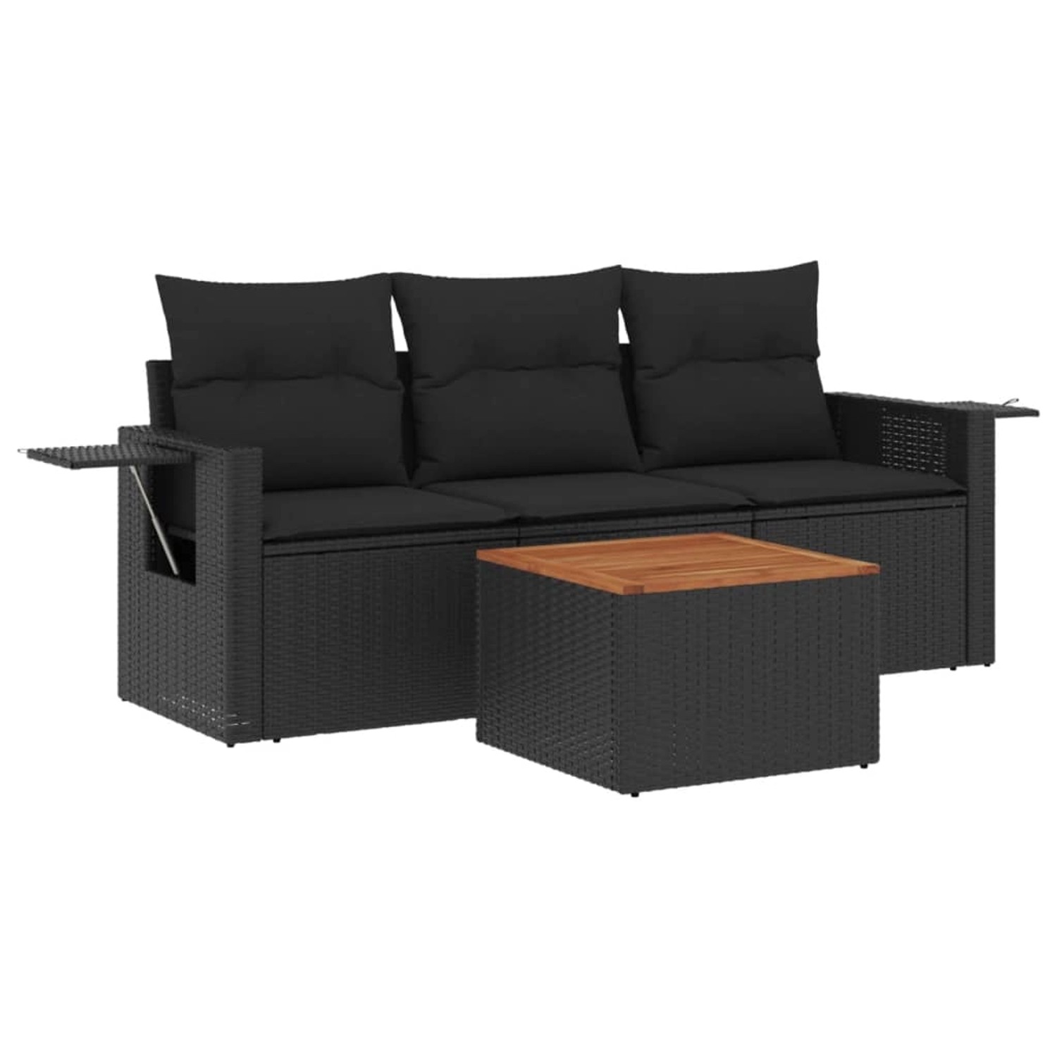 vidaXL 4-tlg Garten-Sofagarnitur mit Kissen Schwarz Poly Rattan Modell 61 günstig online kaufen