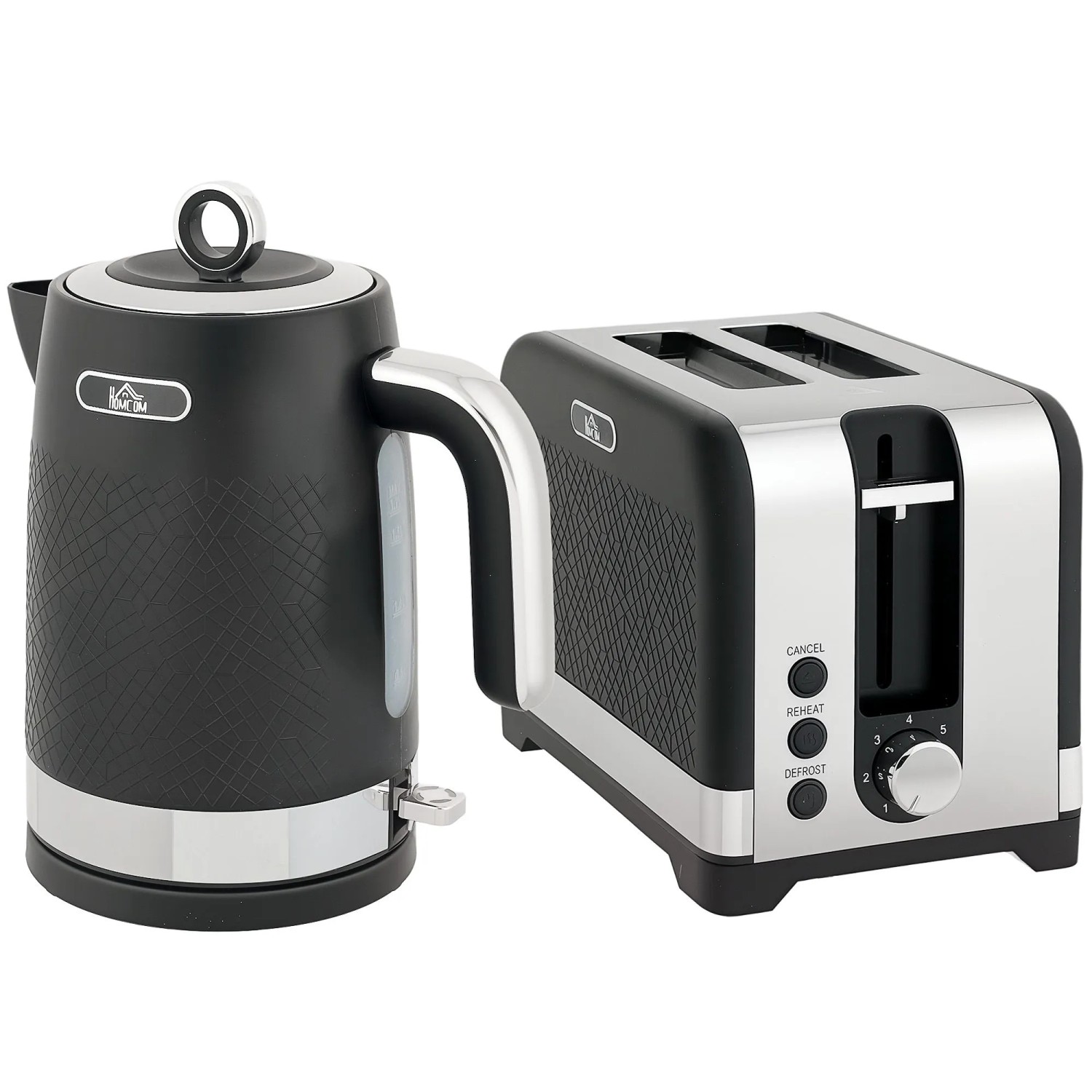 HOMCOM Wasserkocher- und Toaster-Set Stahl 23,6 x 16 x 27,6 cm Schwarz