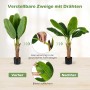 Zwei 107 cm hohe Kunstpflanzen Bananenbaum, grün, mit verstellbaren Ästen und Blättern zur individuellen Formgebung.