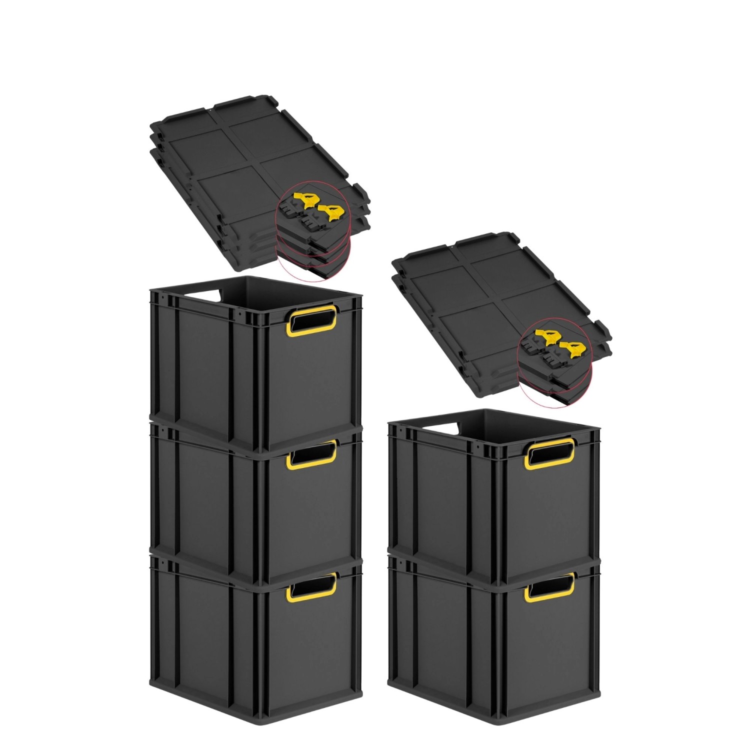 PROREGAL SuperSparSet 5x Eurobox Nextgen Color Mit Scharnierdeckel HxBxT 32 günstig online kaufen