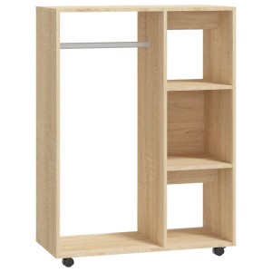 vidaXL Kleiderschrank Sonoma-Eiche, 80x40x110 cm, Holzwerkstoff mit offenen Fächern und Rollen.