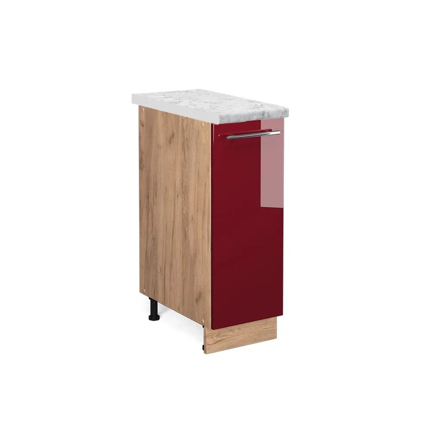 Vicco Apothekerschrank Fame-Line Bordeaux Hochglanz Goldkraft Eiche 30 cm AP Marmor