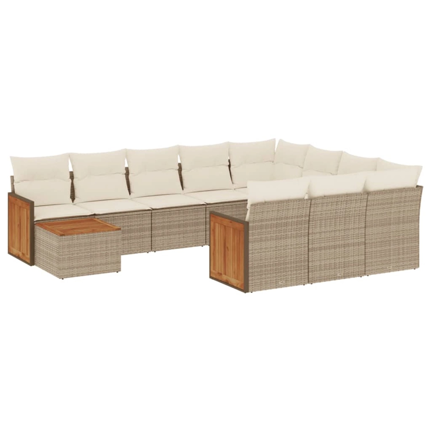 vidaXL 11-Tlg Garten-Sofagarnitur mit Kissen Beige Poly Rattan 3260448