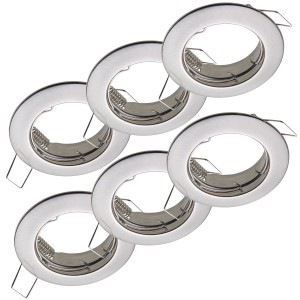 Oktaplex 6er Set Einbaustrahler Sedan für LED-Module 50mm Deckenstrahler Gebürstete Edelstahloptik Deckenspot