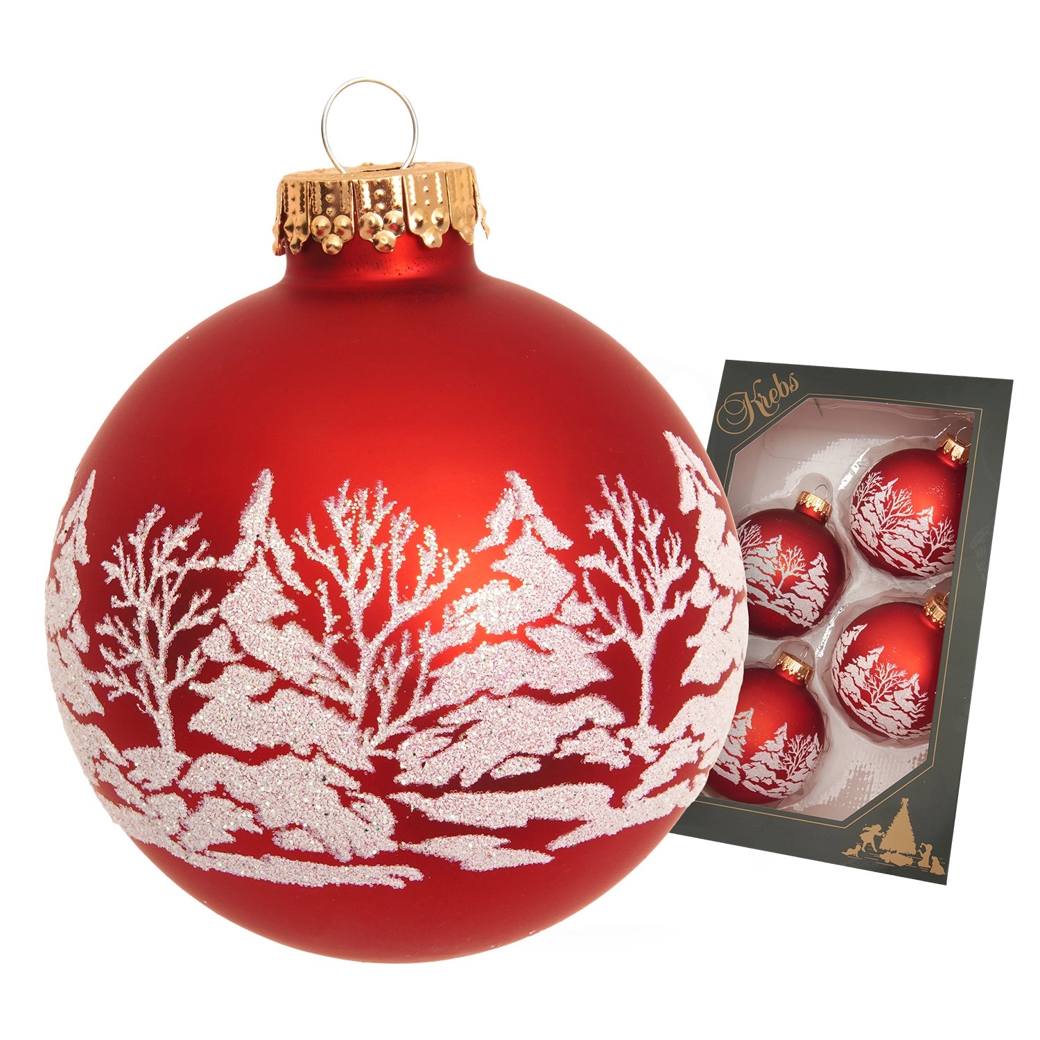 Krebs Glas Lauscha Weihnachtskugeln Winterwald Rot 7cm