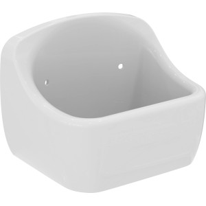 Weißes Ideal Standard Ausgussbecken Duoro, 445 mm, ohne Hahnloch und Überlauf.