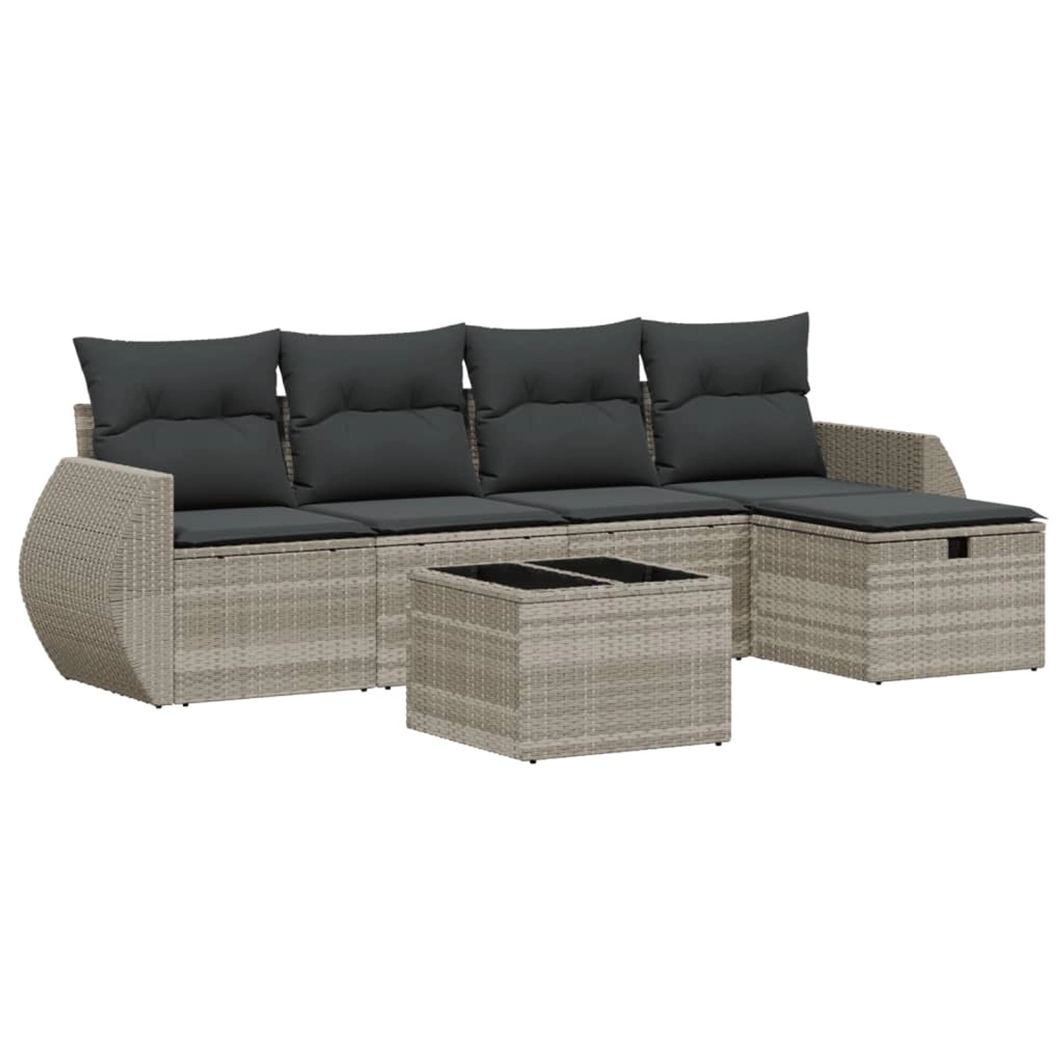 vidaXL 6-Tlg Garten-Sofagarnitur mit Kissen Hellgrau Poly Rattan 3264098 günstig online kaufen