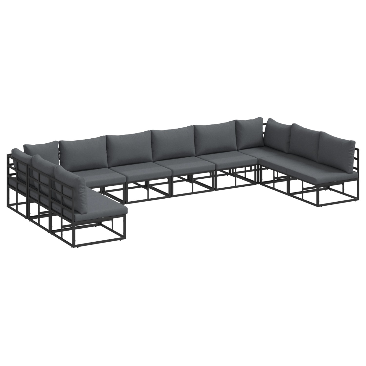 vidaXL Garten-Sofa-Set mit Kissen 10-Tlg Schwarz Aluminium 3378902 günstig online kaufen