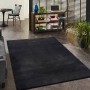 Schwarzer Floornovo Kurzflor Teppich, 340x240 cm, einfarbig, im Wohnraum.