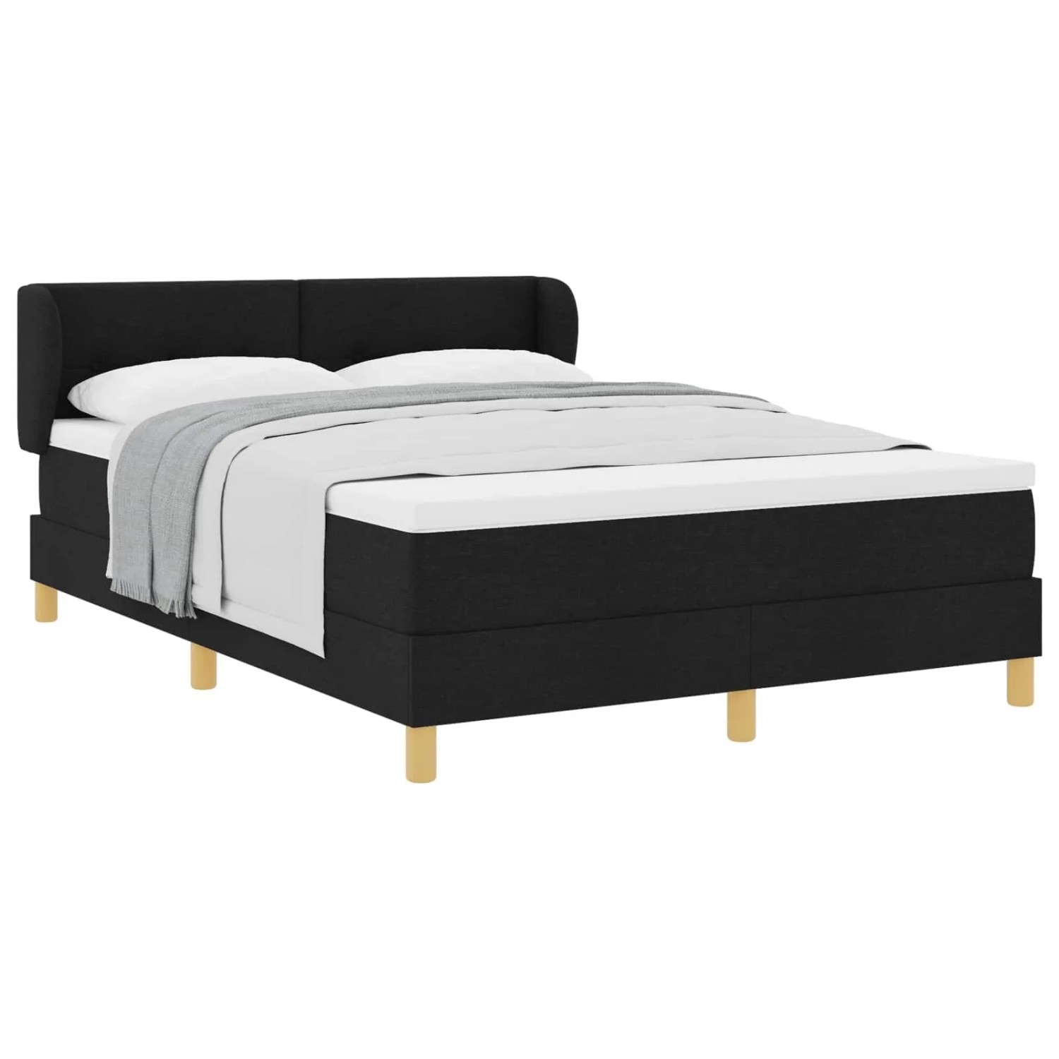 vidaXL Boxspringbett mit Matratze Creme 90x200 cm Stoff Schwarz 3340215