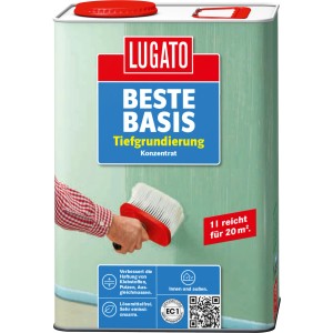 Grundierung Beste Basis Konzentrat 1 l im Metalleimer mit rotem Deckel. Tiefengrund für Innen & Außen.
