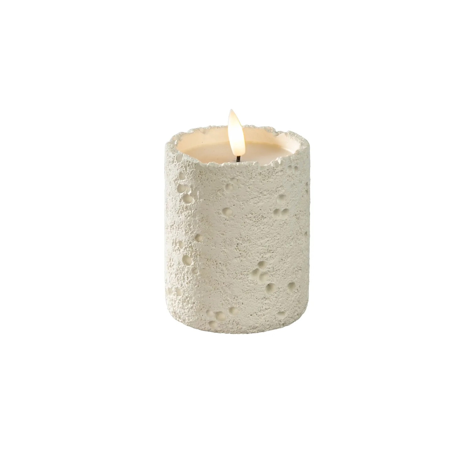 Konstsmide LED-Kerze Betonoptik für Innen Ø 8 cm x 10 cm Weiß