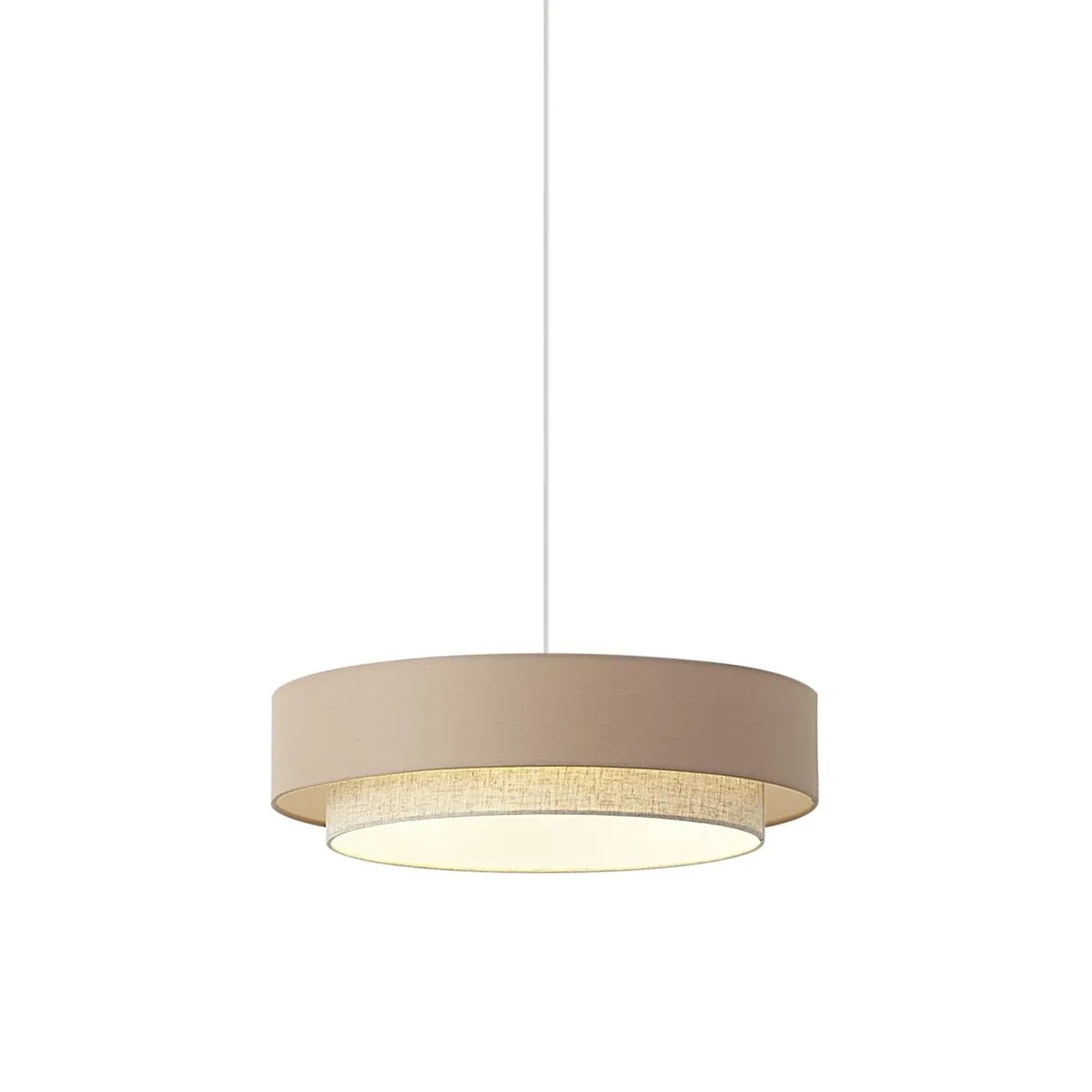 QAZQA Moderne Hängelampe Beige mit Natur 50cm 3 Flammig Drum Duo