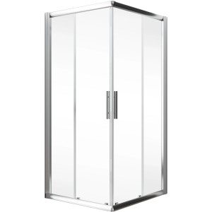 Schulte Eckeinstieg Kristall/Trend, 75x90x185 cm, Echtglas klar hell, Chromoptik