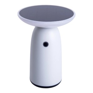 Weiße LED Solar Tischleuchte Ada, Ø 16 cm, für den Außenbereich.