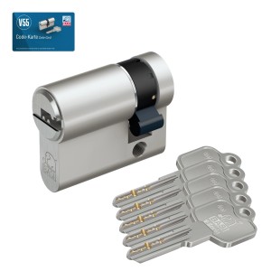 Basi V55 Profil-Halbzylinder 10/30 mm mit 5 Schlüsseln und Codekarte, verschiedenschließend.