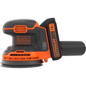 Black+Decker Akku-Exzenterschleifer BDCROS18, 18V, mit Akku. Schleifmaschine in Schwarz und Orange.